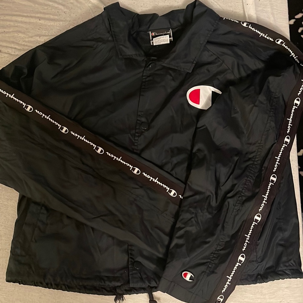 Champion button up jacket size large color black